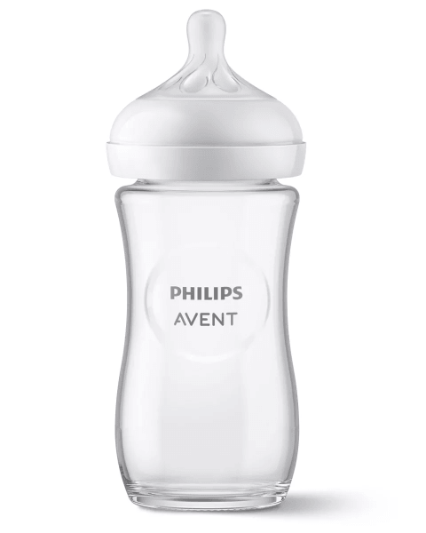 Philips Avent Natural Response stikla zīdaiņu pudelīte 240 ml, lēnas plūsmas knupītis 1m+ SCY933/01