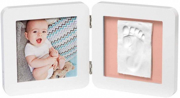 (V) Baby Art Double 1P Essentials komplekts mazuļa pēdiņas vai rociņas nospieduma izveidošanai, balts 3601097100