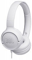 Akcija! JBL JBLT500WHT on-ear austiņas ar mikrofonu, baltas