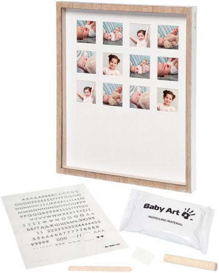 Baby Art First Year Print Frame komplekts mazuļa pēdiņu / rociņu nospieduma izveidošanai, wooden 3601094800 3