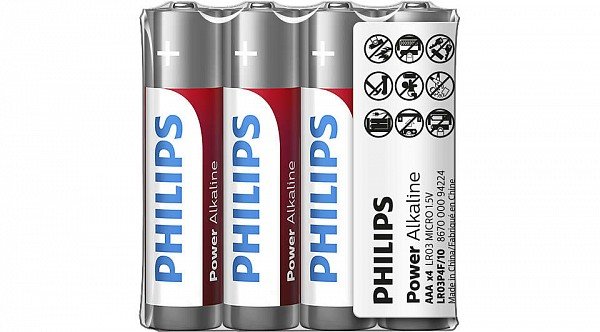 PHILIPS LR03P4F/10 baterijas Power Alkaline, iepakojumā 4 gab 3