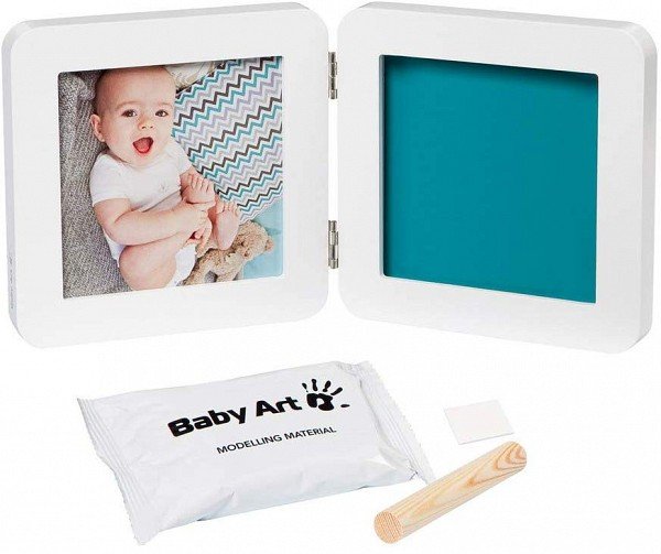 (V) Baby Art Double 1P Essentials komplekts mazuļa pēdiņas vai rociņas nospieduma izveidošanai, balts 3601097100 4