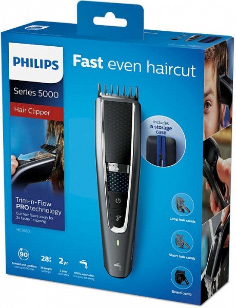 PHILIPS Akcija! Philips Hairclipper series 5000 Mazgājama matu  griešanas mašīna HC5650/15 7